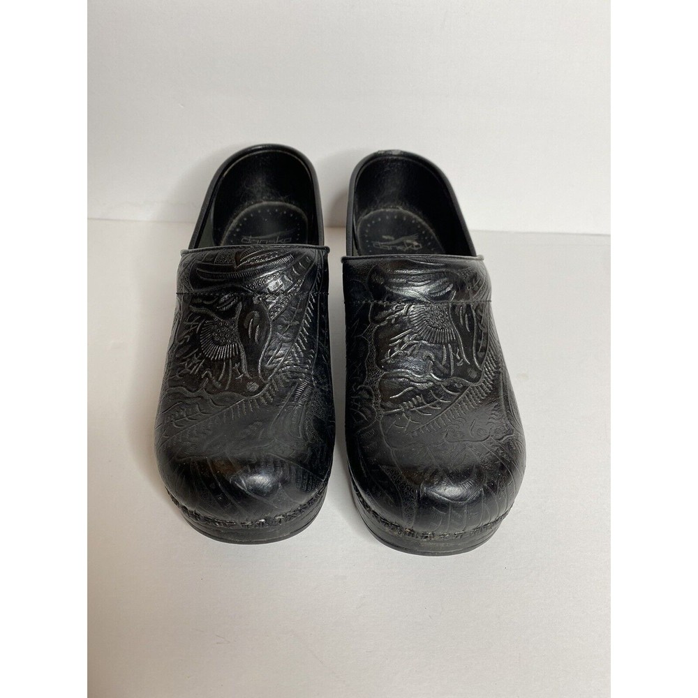 Dansko Professional Black Tooled Leather Women's Clogs Shoes EU 37